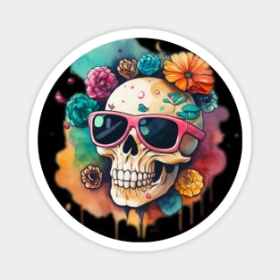 Happy skull with sunglasses colorful Magnet